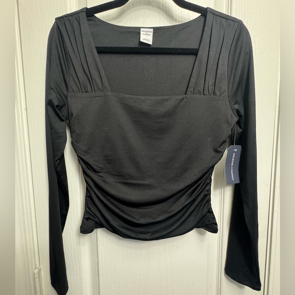 NWT Melrose and Market Charcoal Long Sleeve Blouse